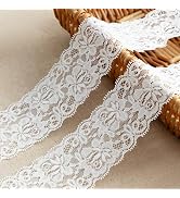LYXMYGS Lace Trim Ribbon, 5-Yard White Lace Ribbon, 2.36 Inch Width White Laces Trims Delicate Fl...