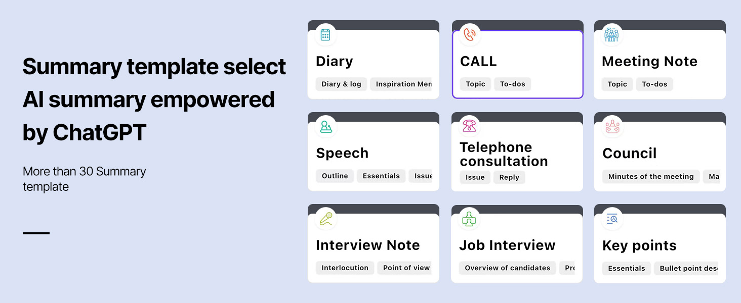 Summary template select AI summary empowered by ChatGPT