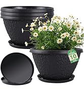 Nooulap 4 Pack 10 inch Plant Pots for Outdoor Indoor, Durable Flower Pots with Drainage, Indoor O...