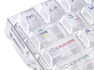 White Clear Keycaps,Frost Jelly Key caps,Pixel Game