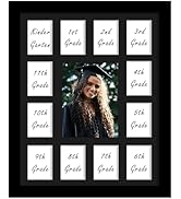 DUENPY 12x16 School Year Picture Frame K-12 Displays One 5x7 Photo and Twelve 2.5x3.5 Pictures Gr...