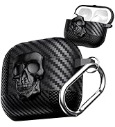 Fofvccv for AirPods Pro 2nd Generation Case Skull with Lock &amp; Keychain for Men, Funny Carbon Fibe...
