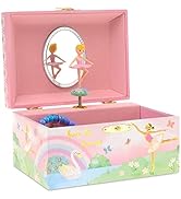 Jewelkeeper Girl's Musical Jewelry Storage Box with Spinning Ballerina Figurine, Rainbow and Gold...
