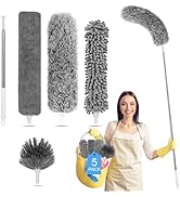 Tiumso Microfiber Feather Duster 5-in-1 Kit, Dusters for Cleaning, Duster with Extension Pole 100...