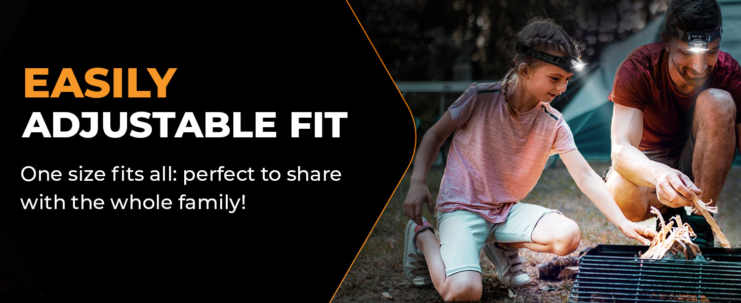 Easily adjustable fit. One size fit all: perfect to share the whole family!