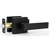 Estmoon 1 Pack Passage Door Handle Matte Black Door Lever, Interior Door Knob Square Heavy Duty N...