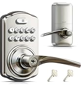 Veise Keypad Door Lock with Handle, Keyless Entry for Front Door &amp; Bedroom, Electronic Lock with ...