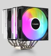 ARGB CPU Air Cooler, 6 Heat Pipes, Dual 120mm PWM Fans, Black