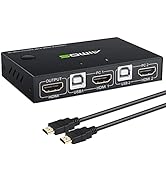 AIMOS KVM Switch 2 Ports, HDMI USB KVM Switcher Support Keyboard Hotkey Switch Way, for 2PC Share...