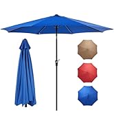 OLIXIS 9ft Patio Umbrella with Tilt and Crank Button &amp; 8 Sturdy Ribs Waterproof, Patio Table Umbr...