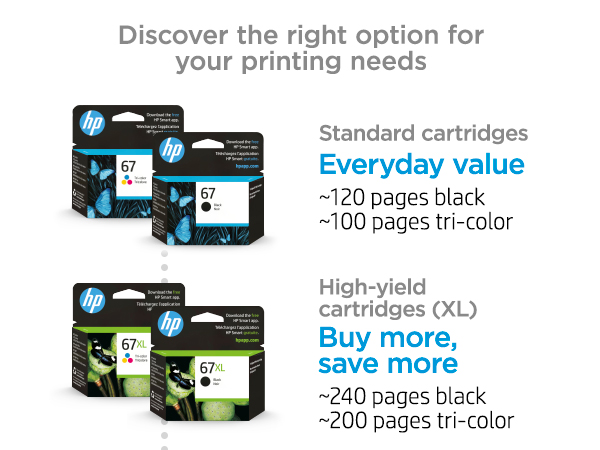 original hp 67 ink standard high-yield multipack cartridges Instant Ink savings
