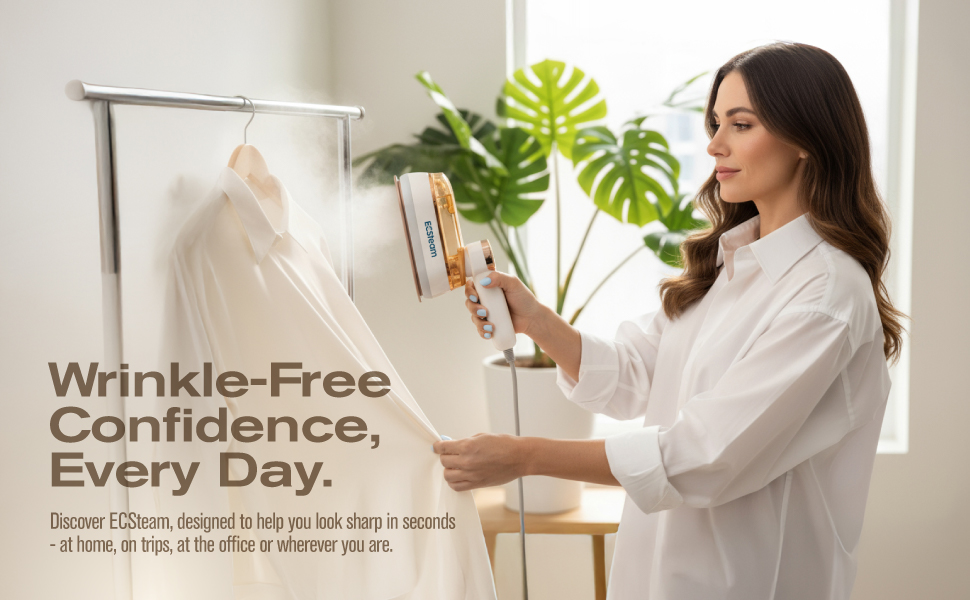 Portable garment steamer for clothes with fast heat-up and wrinkle removal every day