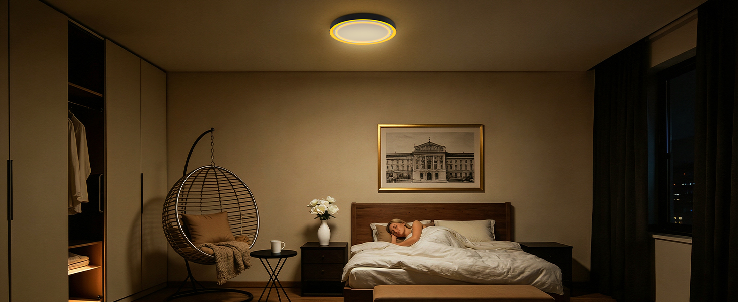 5CCT Flush Mount Ceiling Light with Nightlight