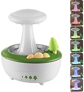 Landscape Cloud Rain Humidifier - Remote Control Mushroom Design Humidifiers with Night Light &amp;Ti...