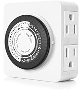 G-ELEK Timers for Electrical Outlets Indoor, 24-Hour Dual Outlet Timer, Christmas Tree Timer Indo...