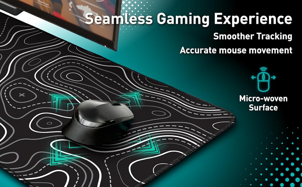 Black white Topographic Gaming Mouse Pad