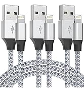 Aukelan USB Lightning Cable for iPhone Charger [Apple MFi Certified] 3pack 10FT Long Fast Chargin...