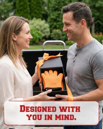 KITCHEN PERFECTION Silicone Oven &amp; Griddle Gloves -Extreme Heat Resistant BBQ