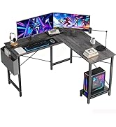 OLIXIS L Shaped Desk, 50-Inch Office Computer Gaming Desks Corner PC Table with Side Bag and Reve...