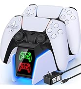 PS5 Controller Charger Station for PlayStation 5 Controllers with LED Light Dual Stand Charger Do...