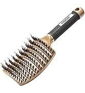 FIXBODY Boar Bristle Hair Brush - Curved &amp; Vented &amp; Oversize Design Detangling Hair Brush for Wom...