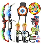 VATOS 2 Pack Bow and Arrow Toy for 5 6 7 8 9 10 11 Year Old Boys Girls, Light Up Archery Toy with...