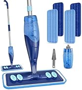 IOPRETTY Microfiber Hardwood Floor Mop - Wet Dry Spray Mop with 4 Washable Pads for Tile Wood Lam...