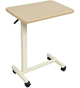 Premimax Adjustable Overbed Table with Wheels, Pneumatic Height Lift Rolling Bedside Table, Stand...