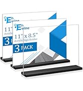 EHWINE 3 Pack Acrylic Sign Holder 11 x 8.5, Horizontal Double-Sided Stand up Table Top Sign Holde...
