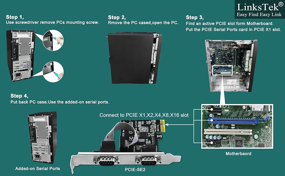 pcie to RS-232 DB9 port card pcie serial port card COM card