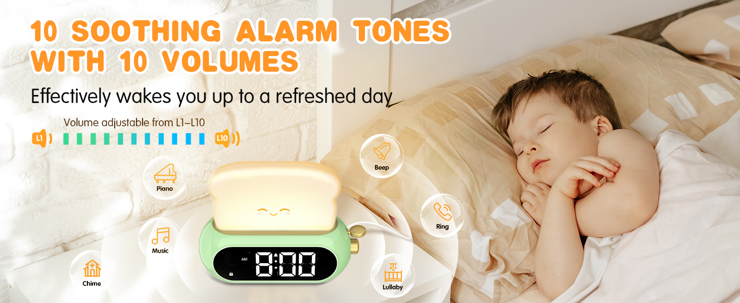 Cute Digital Clock with 10 Alarm Tones