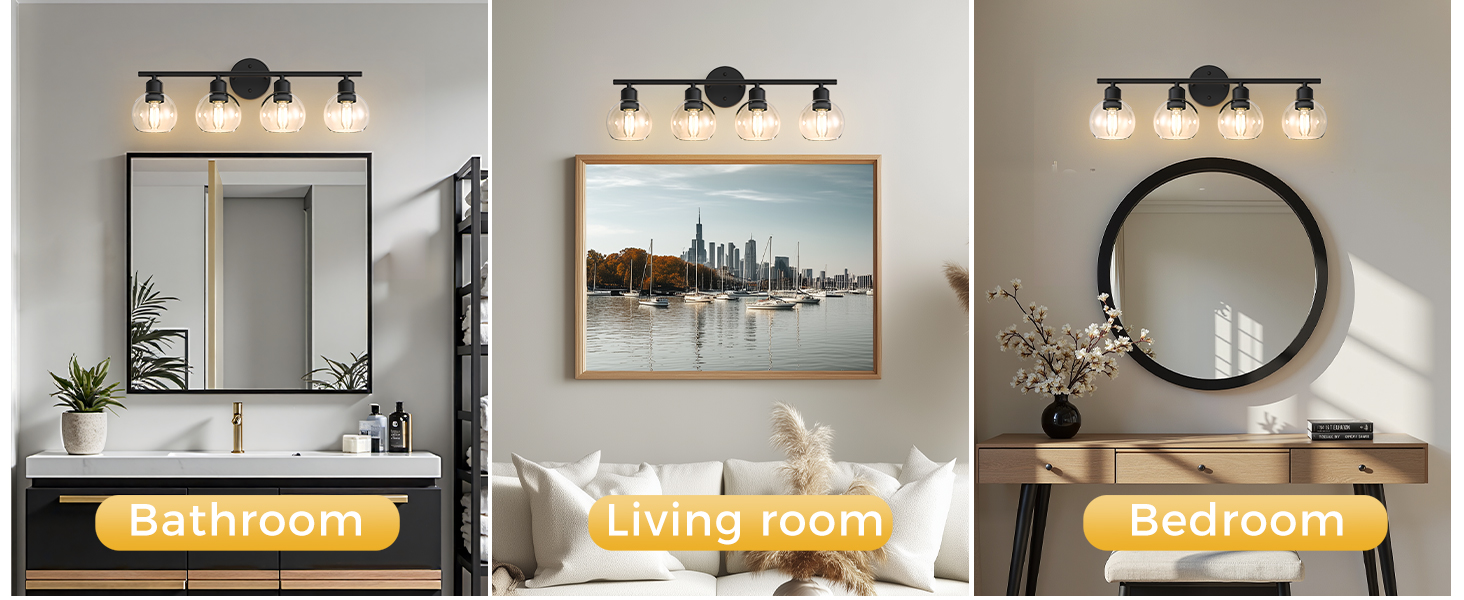 Black Bathroom Light Fixtures Over Mirror