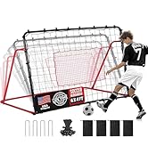 ZEALFEEL Soccer Rebounder Net, 10 Adjustable Angles 6x4FT Soccer Kickback Trainer for Passing, Ba...