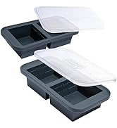 Souper Cubes 2 Cup Silicone Freezer Molds with Lids – Soup Cubes for Freezing Lasagna, Leftovers,...