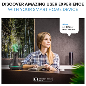 Smart Wifi Essential Oil Aromathery Diffuser. Alexa &amp; Google Home Compatible, LED &amp; Timer Settings