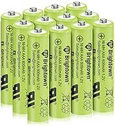 12-Pack Rechargeable AAA Batteries Pre-Charged, NiMH 1.2V 600mAh Triple A Solar Batteries for Sol...