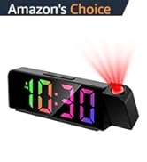 AMIR Bedroom Ceiling Projection Alarm Clock - 7.9" LED Display with Adjustable Brightness, 12/24 ...