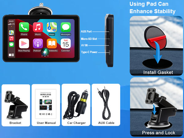 7 inch touch screen wireless carplay