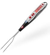 Digital Meat Thermometer Fork for Grilling and BBQ Fast Read Electronic Probes with Ready Alarm Q...