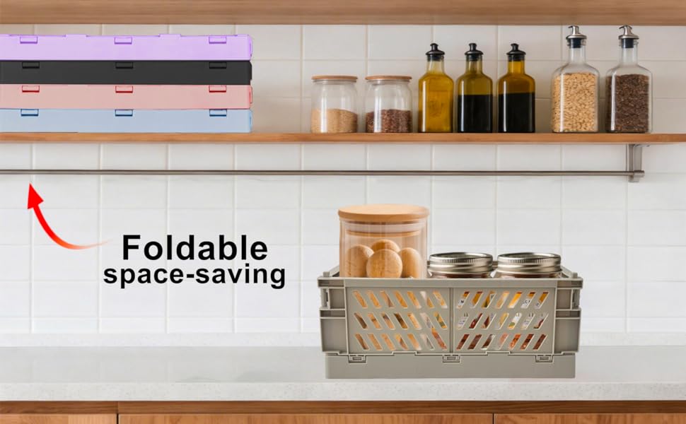 Daixers 6 Pack Mini Foldable Small Plastic Baskets for Organizing and Storage Collapsible Crates