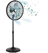 hykolity 18 inch Oscillating High-Velocity Outdoor Pedestal Misting Fan, 3-Speed Patio Fans for O...