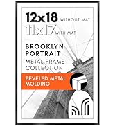 Americanflat Aluminum 12x18 Poster Frame with Shatter-Resistant Glass - Use as 11x17 Frame with M...