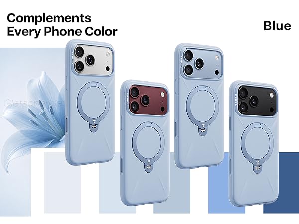 silicone iphonne 18 pro case magnetic stand glacier blue