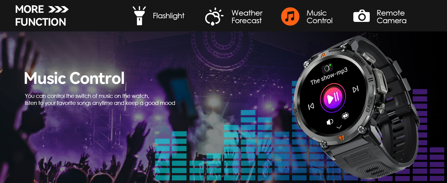  Rugged Smart Watch Fitness Tracker with Heart Rate Sleep Monitor