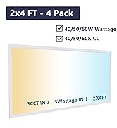POPANU 2x4 LED Flat Panel Light - 4 Pack Back-Lit Troffer Drop Ceiling Light 40W|50W|60W Adjustab...