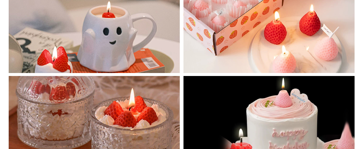 strawberry candle cute candle mini candle