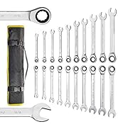 Yashong 20-Piece SAE & Metric Ratcheting Wrench Set, Professional Chrome Vanadium Steel Combinati...
