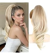 Ponytail Extension Clip On Ponytails for women Claw Clip Hair Extensions ponytail, 18" 2-In-1 Des...