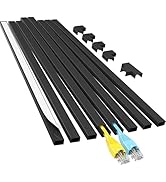 Yecaye Cord Hider, 113in Black Cord Covers for Wires on Wall, One-Cord Cord Organizer, Easy Insta...