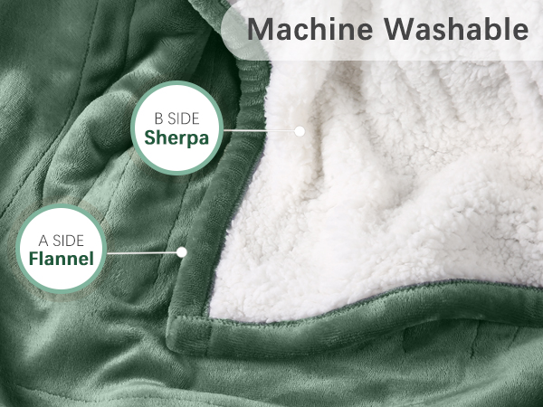 Machine Washable, Soft Flannel, Warm Sherpa, heated blanket